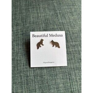 Fox earrings studs hypoallergenic sterling silver woodland animal novelty NWT